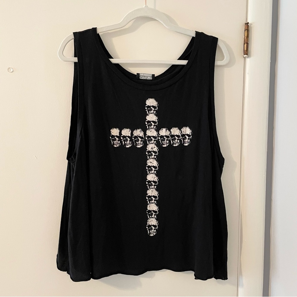 Skull Cross Tank Top with Open Back